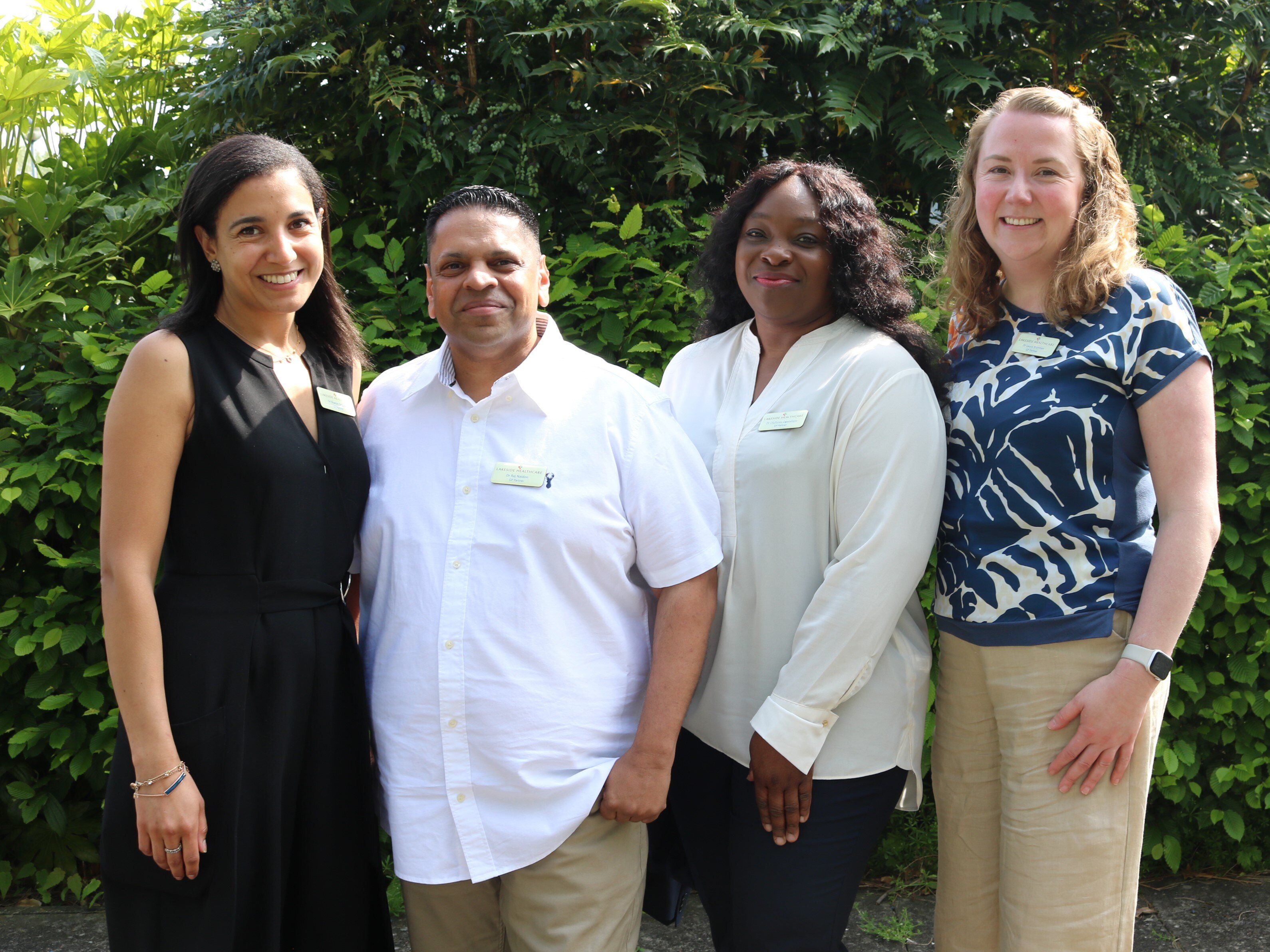 From left: Dr Grigson, Dr Naidoo, Dr Ogundapo and Dr Brennan - who, along with Dr Sabine Lijesen and Dr Felix Morgan (not pictured) are Oundle's team of GP Partners.